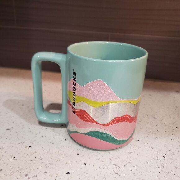Starbucks Spring 2020 Teal Wave Ceramic Mug - Picture 1 of 9